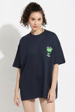Alien Astros Navy Blue Oversized Unisex T-Shirt By Purple Mango