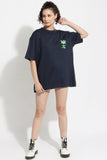 Alien Astros Navy Blue Oversized Unisex T-Shirt By Purple Mango