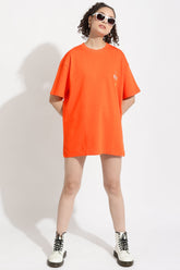 Be Firece Tangarine Orange Oversized Unisex T-Shirt By Purple Mango