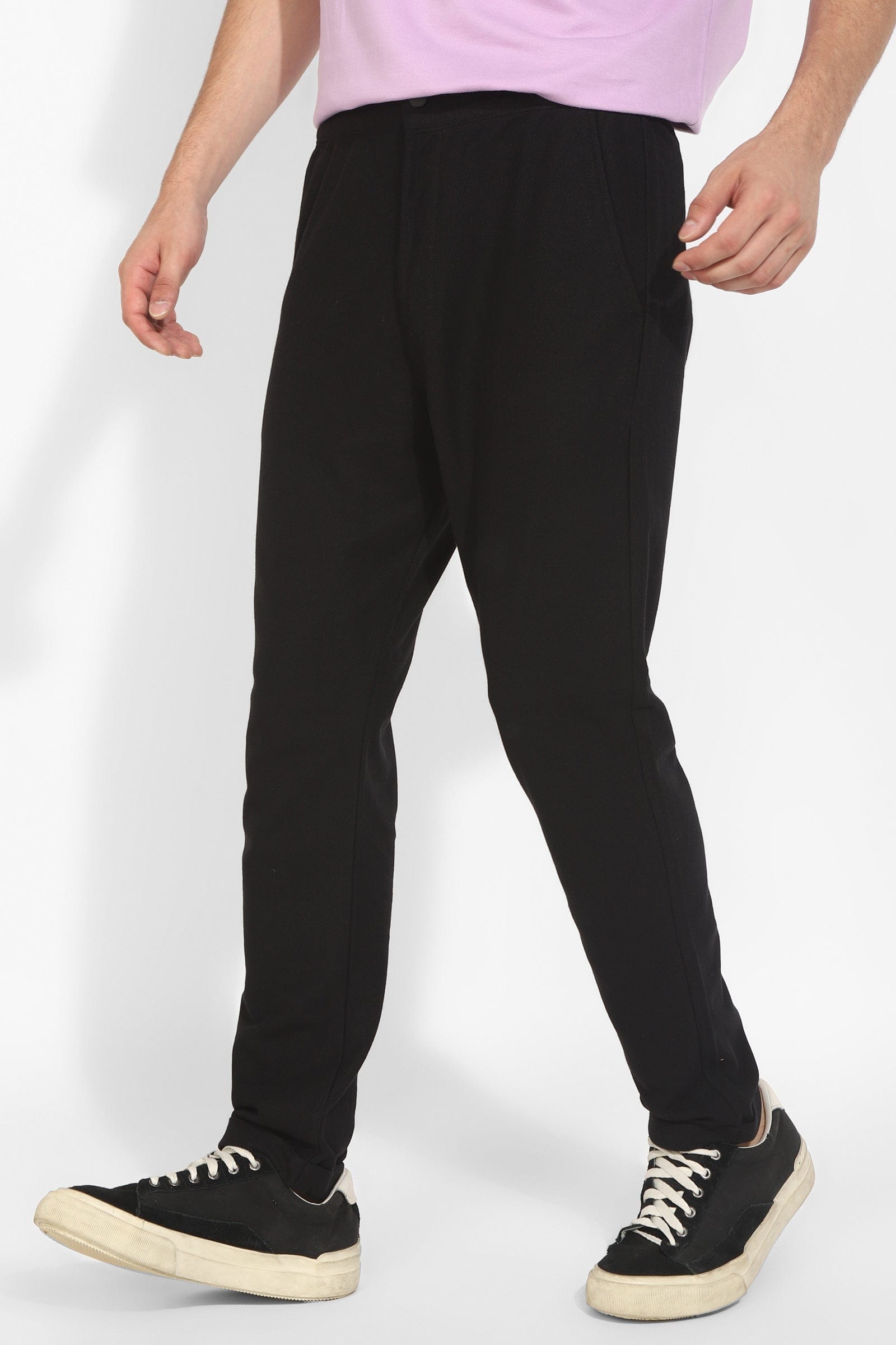 Black Knitted Trousers By Purple Mango