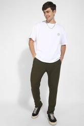 Dark Olive Knitted Trousers By Purple Mango