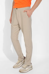 Beige Knitted Trousers By Purple Mango