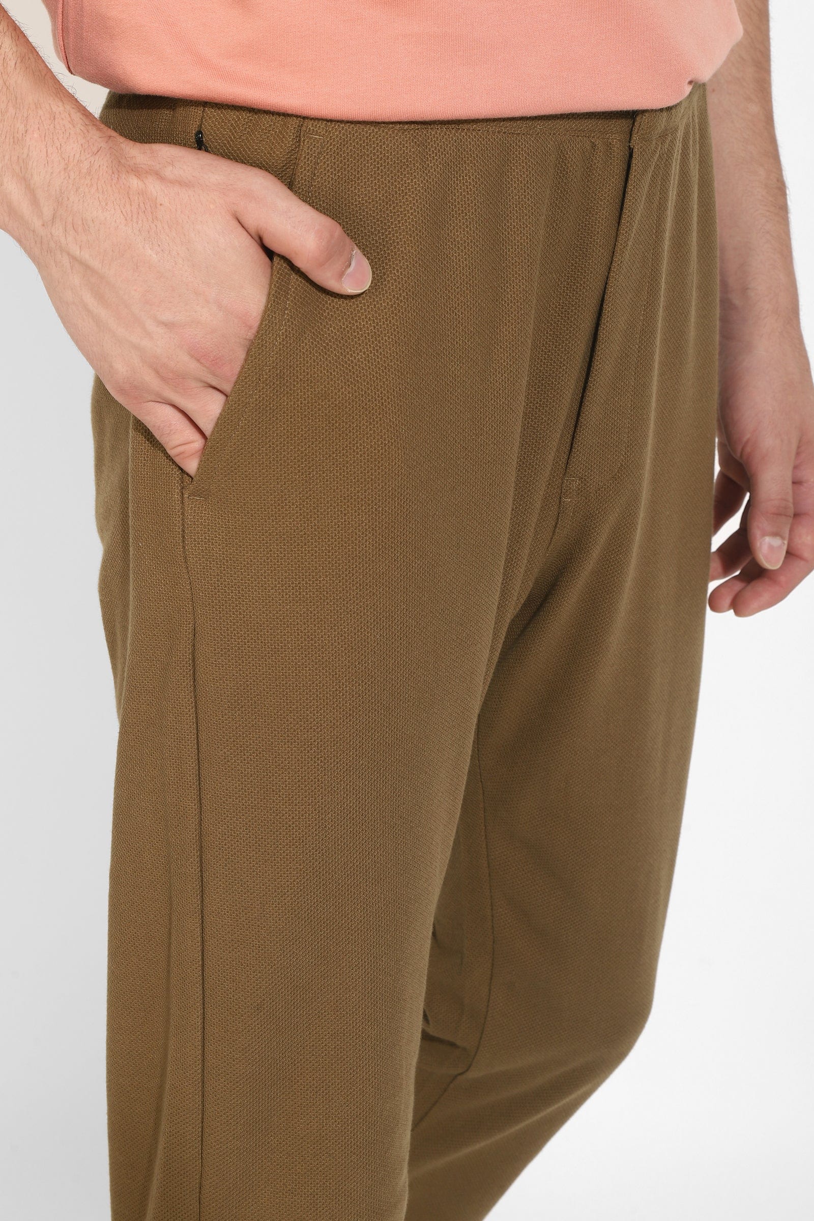 Brown Knitted Trousers By Purple Mango