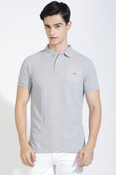 Dark Grey Polo T-shirt By Purple Mango