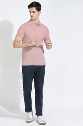 Dusty Pink Polo T-shirt By Purple Mango