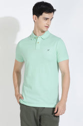 Sea Green Polo T-shirt By Purple Mango