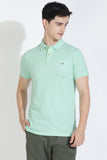 Sea Green Polo T-shirt By Purple Mango