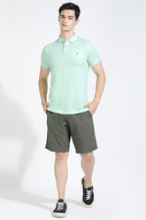 Sea Green Polo T-shirt By Purple Mango