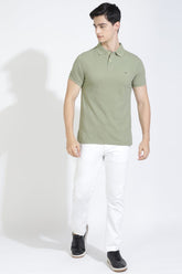 Pista Green Polo T-Shirt By Purple Mango