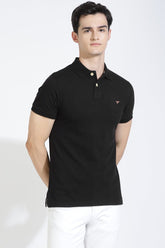 Black Polo T-Shirt By Purple Mango