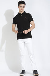 Black Polo T-Shirt By Purple Mango
