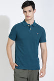 Teal Green Polo T-shirt By Purple Mango