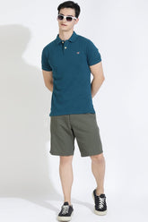 Teal Green Polo T-shirt By Purple Mango