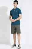 Teal Green Polo T-shirt By Purple Mango