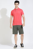 Dark Coral Pink Polo T-shirt By Purple Mango