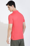 Dark Coral Pink Polo T-shirt By Purple Mango