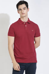 Maroon Polo T-shirt By Purple Mango