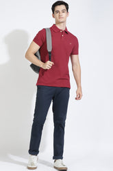 Maroon Polo T-shirt By Purple Mango
