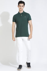 Forest Green Polo T-Shirt By Purple Mango