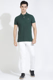 Forest Green Polo T-Shirt By Purple Mango