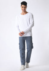 Urban Fray White Round Neck T-shirt By Purple Mango
