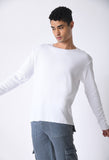 Urban Fray White Round Neck T-shirt By Purple Mango