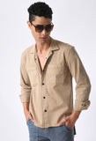 Cream Shacket Shirt By Purple Mango
