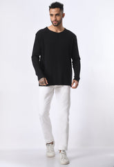 Urban Fray Black Round Neck T-Shirt By Purple Mango