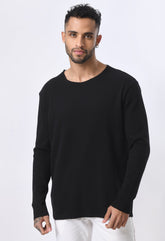 Urban Fray Black Round Neck T-Shirt By Purple Mango