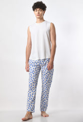 Origami Bird Print White Men's Pajamas By Purple Mango