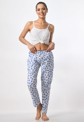 Origami Bird Print White Women's Pajamas By Purple Mango