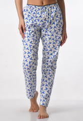 Origami Bird Print White Women's Pajamas By Purple Mango