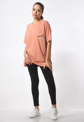 Doodle Peach Oversized Unisex T-shirt By Purple Mango