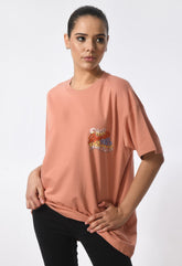Doodle Peach Oversized Unisex T-shirt By Purple Mango