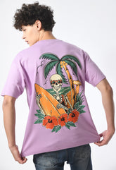Skull Lilac Oversized Unisex T-Shirt By Purple Mango