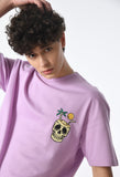 Skull Lilac Oversized Unisex T-Shirt By Purple Mango