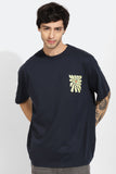 Warm Energy Navy Blue Oversized Unisex T-shirt By Purple Mango