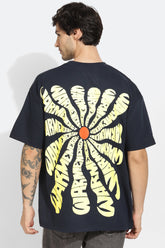 Warm Energy Navy Blue Oversized Unisex T-shirt By Purple Mango
