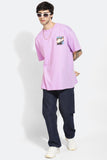 Animee Graphic Lilac Oversized Unisex T-Shirt By Purple Mango
