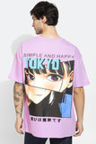Animee Graphic Lilac Oversized Unisex T-Shirt By Purple Mango