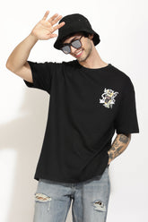 Cool Panda Black Oversized Unisex T-Shirt By Purple Mango
