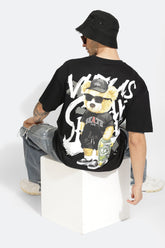 Be Firece Tangarine Black Oversized Unisex T-Shirt By Purple