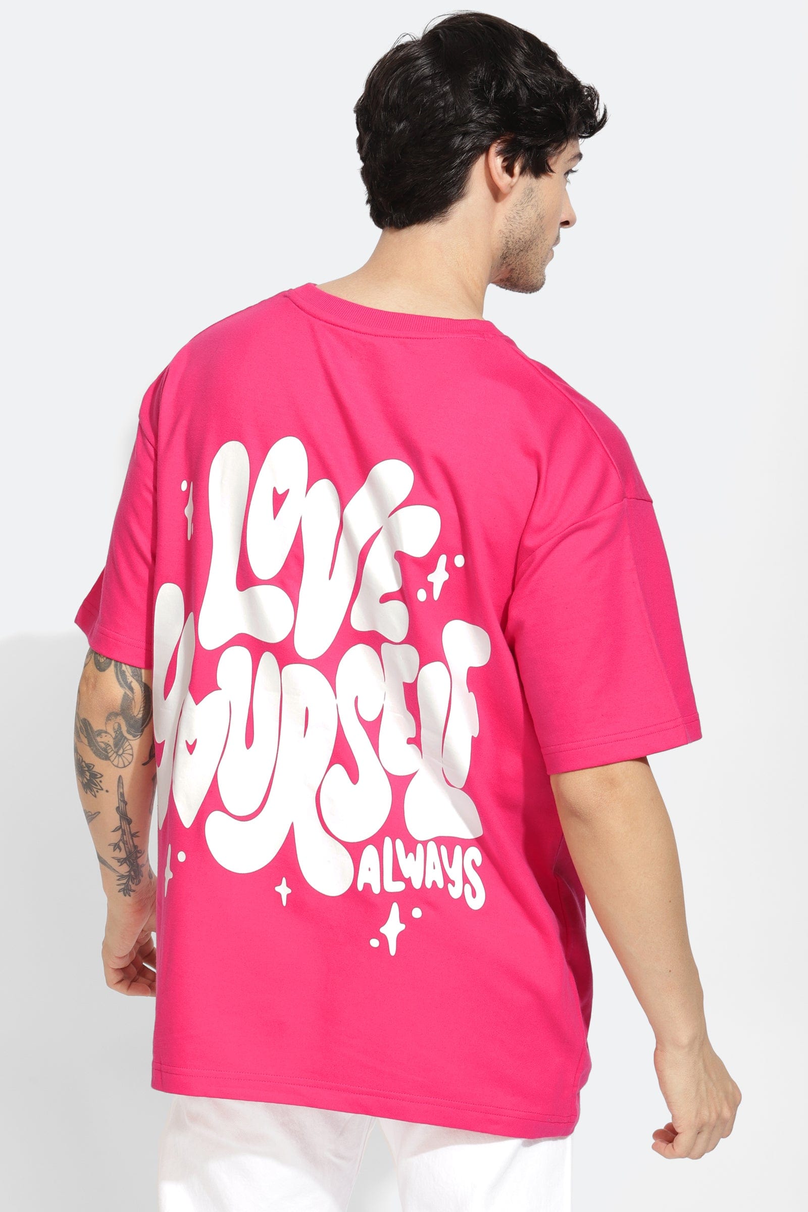 Love Yourself Pink Oversized Unisex T-Shirt By Purple Mango