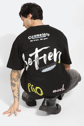 Be Firece Tangarine Black Oversized Unisex T-shirt By Purple Mango