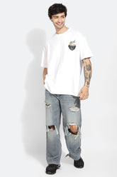 Mind Is Home White Oversized Unisex T-shirt By Purple Mango