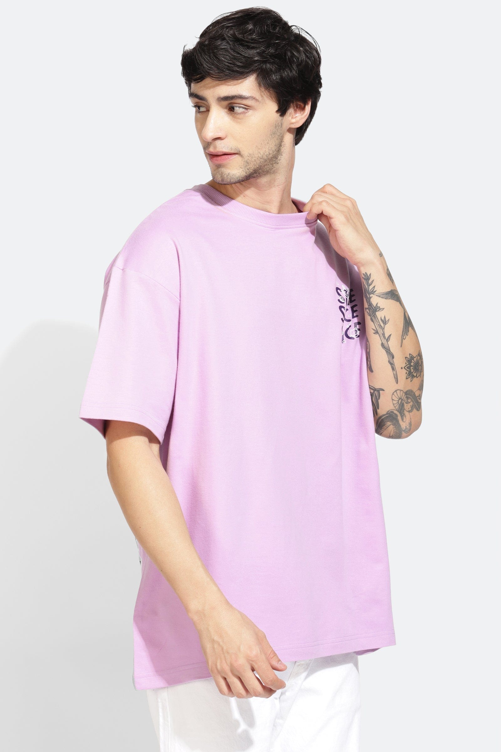 Space Lilac Oversized Unisex T-shirt By Purple Mango