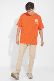 Under The Rains Orange Oversized Unisex T-Shirt By Purple Mango