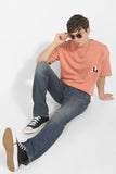 Snoozy Panda Peach Oversized Unisex T-Shirt By Purple Mango