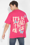 Part Of The Process Cerise Pink Oversized Unisex T-Shirt By Purple Mango