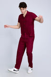 Maroon Half Sleeve Co-Ords Set By Purple Mango